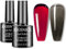 KRISNICE Vernis Semi Permanent Vernis à Ongles Gel Gelée Cristal Transparente Ongles en écaille de Tortue Rouge Gris Couleur Shellac Cadeau UV LED Art Kit (Rouge-CS2-014)