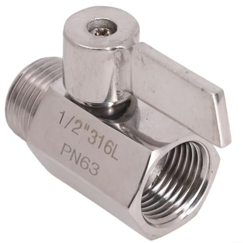 Edelstahl Mini Kugelhahn 304 (1/2 Zoll Weiblich X Männlich) NPT Gewinde, Wasser
