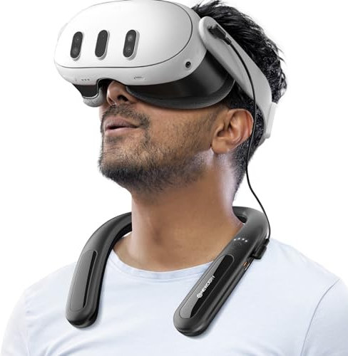 NEWDERY Paquete de batería para Meta Quest 3S/3, batería Externa de Cuello Colgante de 10000 mAh para Tiempo de reproducción Extra de 3-5 Horas, Cargador rápido PD para VR Oculus Quest 3S/3/2/1/Pro