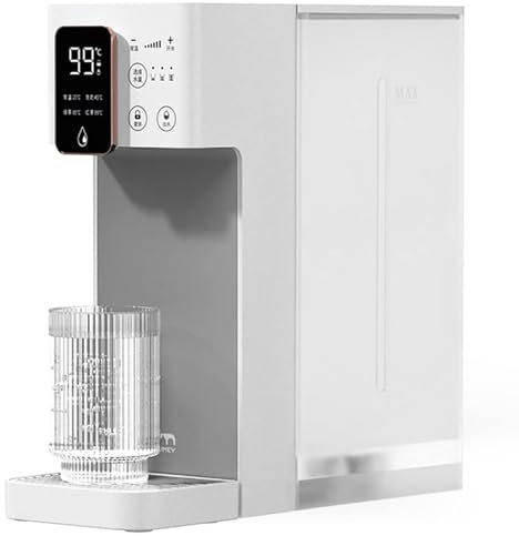 ZMIN Instant Hot Water Dispenser, Mini Portable Smart Water Dispenser, Countertop Water Filter System, 6 Temperatures, Large Capacity, High Temp Safety Lock, for Living Room Office,White,A