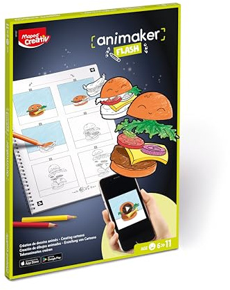 Maped CREATIV-Comic-Gestalter ANIMAKER FLASH - pop- Animationen erstellen - Komplettset mit Malbuch + Stiften und Zubehör - Anleitung und Zugang zur Animaker App - ab 6 Jahren