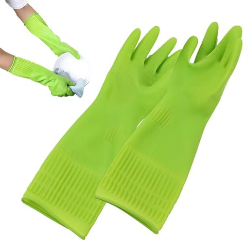 Raxove Gants de Vaisselle, Gants pour la Vaisselle, Gants de Nettoyage ménager 1 Paire, Gants de Vaisselle imperméables, Gants de ménage réutilisables, Outils de Nettoyage de Cuisine épais en Latex