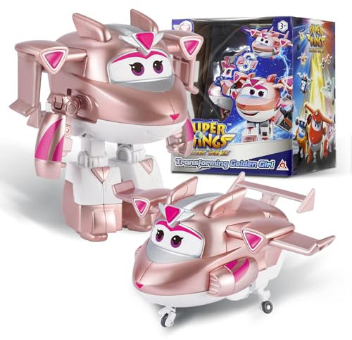 Super Wings Transformations-Flugzeug Supercharged Golden Girl, ca. 12,7 cm große Spiel-Figur für Kinder, Spielzeug-Flugzeug und Roboterfigur für 3+ Jahre Alten Jungen Mädchen