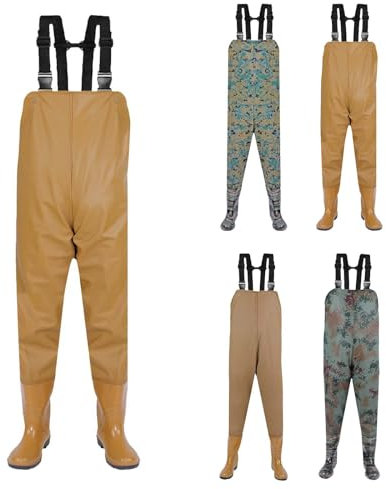 Pantaloni impermeabili da uomo con bretelle e bretelle, pantaloni impermeabili da uomo, salopette, stivali da pesca, pantaloni da pesca con cinghie, impermeabili e traspiranti, Mimetico 1, 56