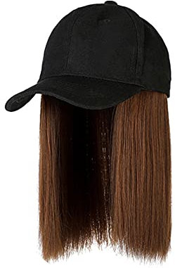 Hair Wig Cap Hat Hair Attached Long Adjustable Hairstyle Straight Hair Baseball Wig Rams Visors for Men (C One Size)