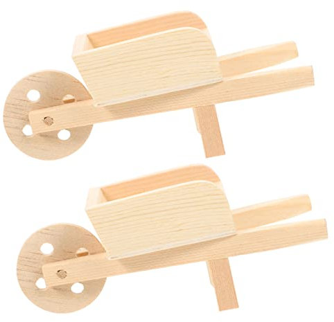 UPKOCH Lot De 2 Mini Brouettes en Bois pour Maison De Poupée Décoration De Petite Brouette pour Collection De Modèles Et Décoration Intérieure
