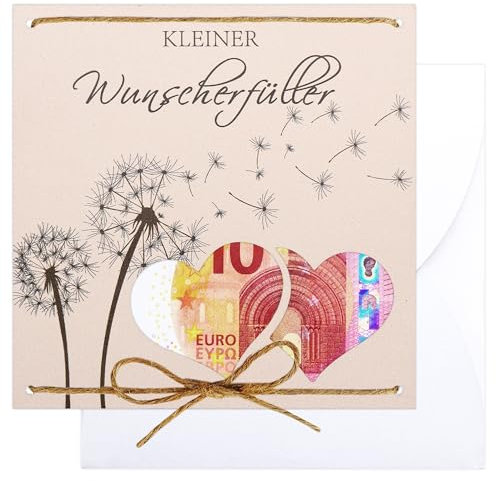 Friedwohl Wunscherfüller Geldgeschenke Verpackung mit Umschlägen Grußkarte für Männer und Frauen - originelle Geld geschenk für Geburtstag, Hochzeit, Jugendweihe, Reise, Taufe Pusteblumenmuster