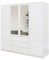 Albello Kleiderschrank Selly Mit Spiegel - Großer Geräumiger Standschrank Aus Holz Für Das Schlafzimmer - 196 cm x 200 cm x 57,5 cm - Weiß