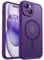 CANSHN Magnetic Compatible with iPhone 15 Plus Case, Upgraded [Full Camera Protection] [Compatible with Magsafe] [Translucent Matte] Shockproof Protective Phone Case 6.7 - Deep Purple