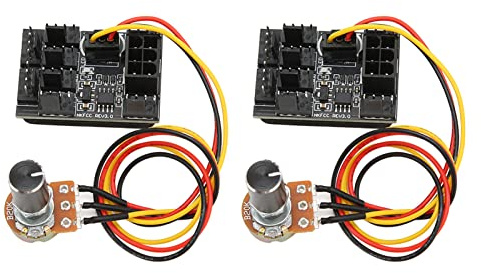 KIMISS 2-Pack PC Fan Controller, 3 Pin & 4 Pin Cooling Fan Hub, PWM Case Fan 8-Way Splitter, 12V Fan Speed Controller with Potentiometer Extension