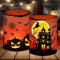 12 Windlicht Tischdeko Halloween Deko Tisch, Kürbis/Fledermaus/Hexe/Spinnennetz/Grabstein Halloween Deko Innen, Gruselig Halloween Kinder Geburtstag Party Set, für Teelichter oder Kerzen