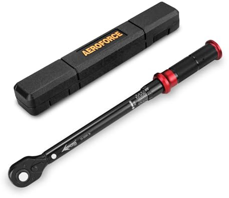 AEROFORCE 1/2-Zoll-Antriebs-Drehmomentschlüssel (20,4-224,4 Nm), 72 Zähne, Dual-Richtungs-Umschaltknarre, Dual-Range-Skala, präzise kalibriert für Fahrrad-, Motorrad- und Autoreparatur