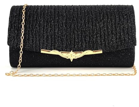 KBRPEY Pochette Femme Élégante Clutch Sac à Main Soirée Mariage Cérémonie Bandoulière Chaîne Dorée Pochettes Chic