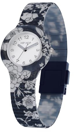 HIP HOP, Kollektion Winter Blossom, Damenuhr Armbanduhr mit Winterblumen mit Liberty-Textilien und Silikonarmband, wasserdicht, Uhr