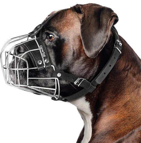 CleverTail Maulkorb aus Metall für Boxer-Hunderasse - bissfester Boxer Maulkorb für mittelgroße und große Hunde - Stahldrahtkorb Maulkorb für Hunde Englische Bulldogge, Amerikanische Bulldogge usw.