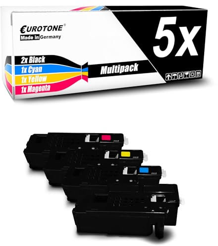 Eurotone Toner 5X kompatibel für Dell E525w ersetzt Black Cyan Magenta Yellow Druckerpatronen Kartuschen OfficePro Edition