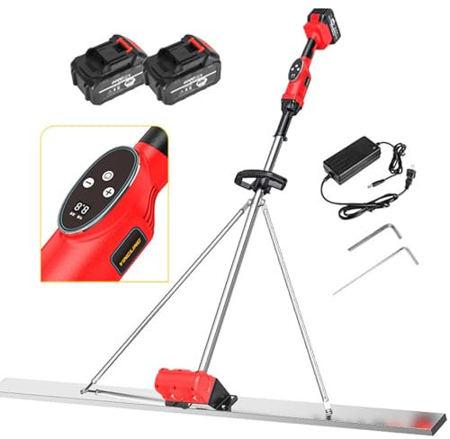 NzEupno Elektrischer BetonrüTtler, 6000 U/Min, Estrich- Und Beton-Finishing-RüTtler, Klingenbetriebene Estrich-GläTtmaschine, KellenrüTtler-Nivellierwerkzeug,2Battery-1.5m