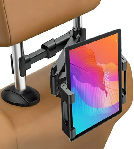 Tablet Halterung Auto, Tablet Halter Kopfstütze, Ausziehbare KFZ Tablet Halter Kopfstütze, Universal 360° DrehungTablet Kopfstützenhalter für iPad, Smartphone, Switch und 5,51-10,24 Zoll Geräte