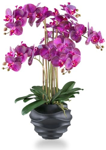 PASCH® XXL Kunstblume Orchidee groß (70cm) in Melamintopf | Orchideen künstlich | Kunstblumen wie echt