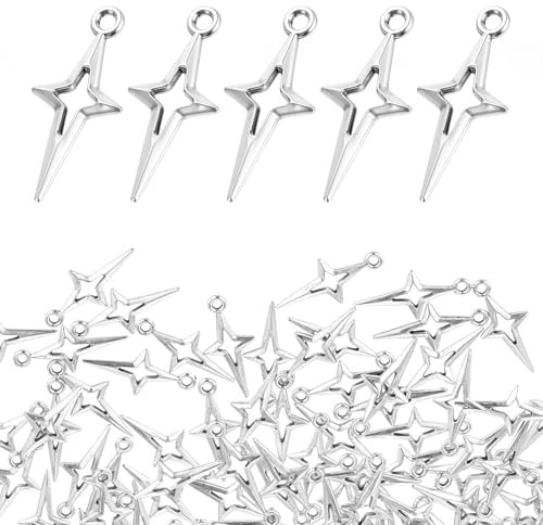 120 Stück Bracelet Charms Anhänger Set Sternanhänger Basteln Silber Armband Ohrringe Mini Schmuck Zum Set Für Halskette Ohrring Charms Schmuckherstellung