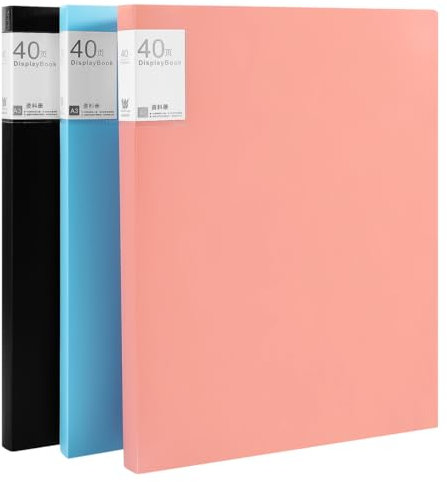 TOPBATHY 3 x A3-Portfolio-Mappe mit 40 Kunststoffhüllen, mehrfarbiges Präsentationsbuch für Kunstdokumente und Bürobedarf