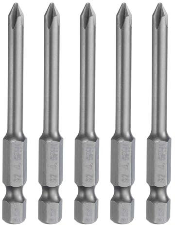 QUARKZMAN 5 unidades #1 Phillips Destornillador Bit PH1 1/4 vástago hexagonal 2,56 (65 mm) largo magnético S2 acero calidad industrial Destornillador Bit cabeza en cruz puntas 0,177 (4,5 mm