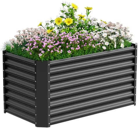 VELPAX Macetero Elevado de Metal, Jardinera, Kit de jardinería para arriate Elevado de Verduras, Flores, suculentas, Hierbas, jardineras y maceteros, Color Negro (120 x 60 x 60 cm)