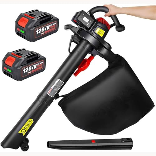 Leaf Blower and Vacuum, Cordless Electric 40V, 6 Speeds, 156 CFM, Includes 2 x 4.0Ah Batteries, Yard Vacuum and Mulcher for Easy Leaf Cleanup