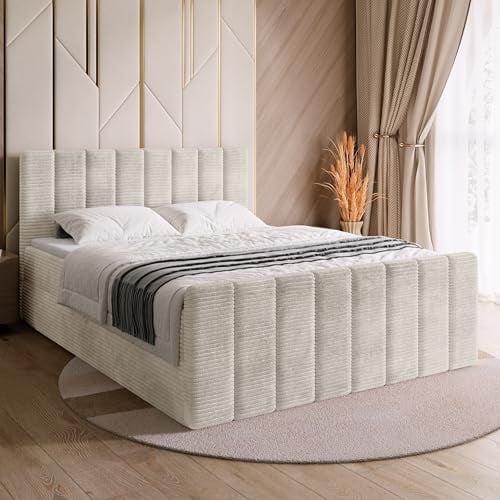 BROMARKT Boxspringbett mit Matratze 160x200cm Bett mit Topper Dunkelgrau | Polsterbett mit Bettkasten Doppelbett mit Stauraum für Schlafzimmer gepolsterte Kopfteil Bed Bonell H3 DENVER DUO