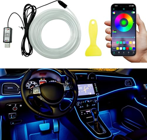 Qasim Car Led Interior Lights USB EL Wire Led Strip Light 5M/16FT Multi-Colour Decorative Mood Lighting for Car Dashboard Lights Strip