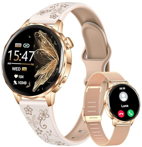 CIVO Reloj Inteligente Mujer con Llamadas: Deportivo Compatible Android iOS - Fitness Cuenta Pasos Smartwatch Impermeable Oro Rosa
