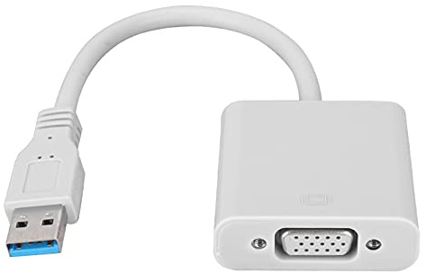 KIMISS USB 3.0 to VGA Adapter Cable for 7/8 Systems - USB to VGA Monitor Converter 1080P for Reliable Multi Display Connections (White)