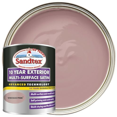 DRW Vintage Pink 10 Year Satin Multi Surface Paint 750ml | Interior and Exterior Wood Metal and PVC Paint | High Shine Durable Satin Finish