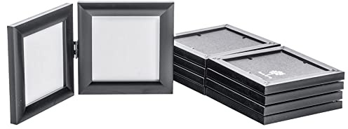 Nicola Spring Folding 2-Photo Frames - Fits Photo Size 4 x 4 (10 x 10cm) - Pack of 5 - Black Picture Frame Small Square with Stand Freestanding Certificate Display Poster