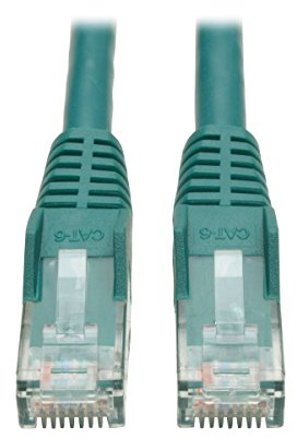 Tripp Lite Cat6 Gigabit Ethernet Snagless Molded Patch Cable 24 AWG 550MHz Premium UTP, Green, RJ45 M/M 4' (N201-004-GN)