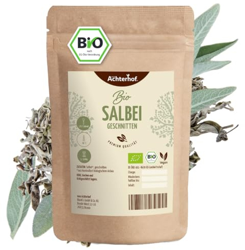 Salbei Bio 500g | Salbeiblätter getrocknet und geschnitten | naturrein in Bio-Qualität | Salbeitee | vom Achterhof