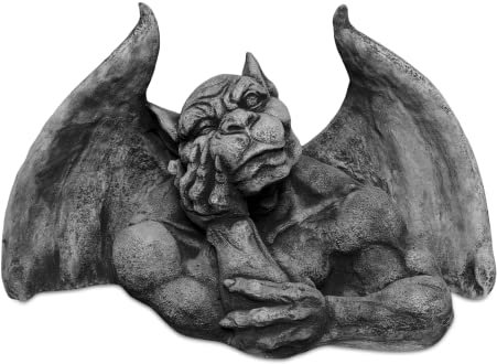 gartendekoparadies.de Torwächter Gargoyle, Steinfigur, H. 28 cm, 20 kg, Grau, frostsicher aus Steinguss für Außenbereich