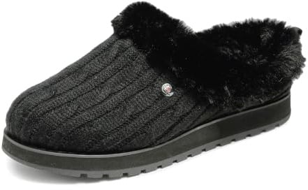 Skechers Women's Keepsakes-Ice Angel Slipper, Black/Black, 11 Wide
