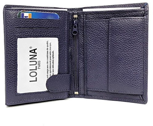 LOLUNA® Portefeuille Petit Format Cuir Vachette Souple 3 Volets Pratique pour Placer 10 Cartes - permis - identité - Billet - Monnaie - Idée Cadeau pour Homme et Femme - Violet