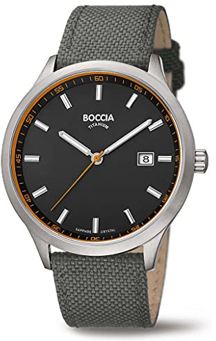 Boccia Herren Analog Quarz Uhr mit Leder Armband 3614-01