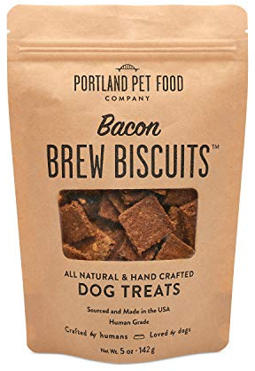 Portland Pet Food Company Brew Biscuits, Crunchy Bacon Dog Treats, 5 oz