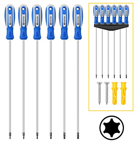 Amartisan 6-Piece Extra Long Torx Screwdrivers Set, Length 12''(300mm) T10 - T30, Long Long Star Screwdrivers Set