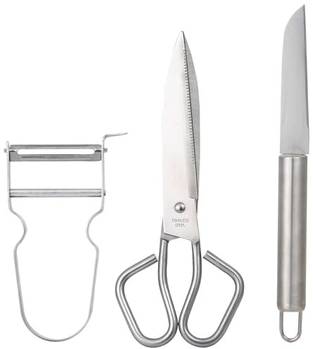 Juego de 3 utensilios de cocina en acero inoxidable Bergner colección Helpy