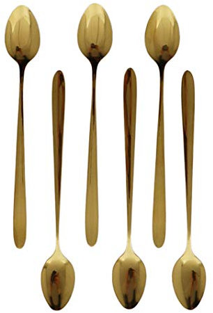 HTL Longdrinklöffel Edelstahl 19,5 cm Farbe-Gold 6 er Set