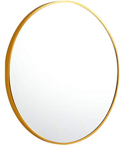Spiegel Curve Round, runder Wandspiegel, Bad Spiegel, Schminkspiegel Wand-Gold-Rundspiegel, Kosmetikspiegel aus Aluminiumlegierung mit gebürstetem Metall, für Schlafzimmer, Badezimmer, Wohnzimmer, E