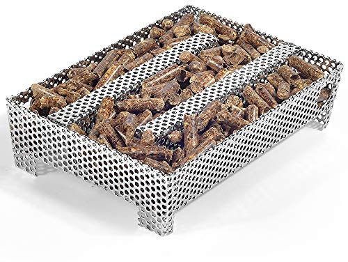 Pellet-Räucherschale, 12,7 x 20,3 cm, 12 Stunden Billow-Rauch, Räucherbox für Gasgrillen, Kalträucher-Generator für Grill, wie Grillrohr, BBQ-Smoker, perfekt für heißes kaltes Fleisch, Käse, Fisch und