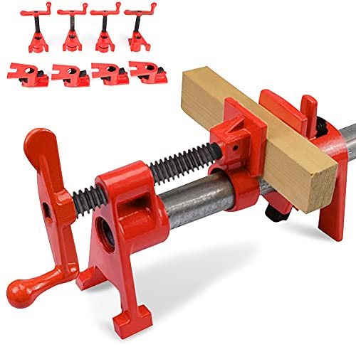 Rohr Schraubzwingen 3/4 Zoll Holzbearbeitung Klemme Rohrzwingen Korpuszwinge Fugzwinge 4 Satz Metallklammer-Set Schraubstock für DIY Handwerkzeug Kit