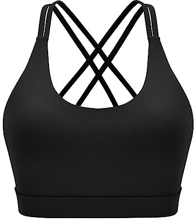 Oufusilk Damen Sport BH Gepolstert Bustier Damen BH Ohne Buegel Bequemer BH Spaghettiträger Cross Back Design Push up BH Sport Bra mit Abnehmbaren Cups