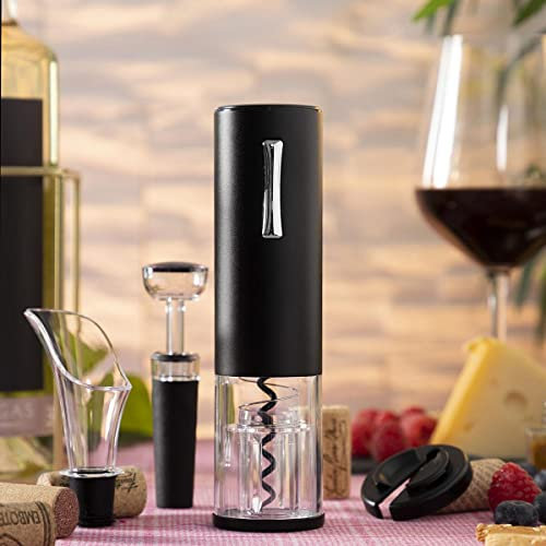 InnovaGoods® Sacacorchos eléctrico recargable con accesorios para vino Corklux, abre botellas de vino de forma rápida y cómoda, diseño elegante, ideal para el hogar y las fiestas