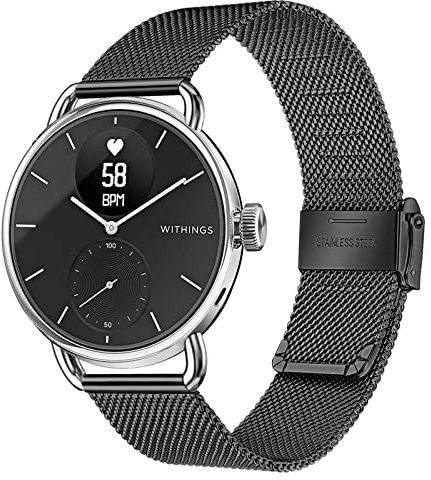 TRUMiRR Kompatibel mit Withings ScanWatch 38mm Armband, 18mm Mesh Gewebtes Edelstahl Armband Quick Release Metall Uhrenarmband für Withings Steel HR 36mm/Move/Steel,Fossil Stella/Carlie Gen 6 Hybrid